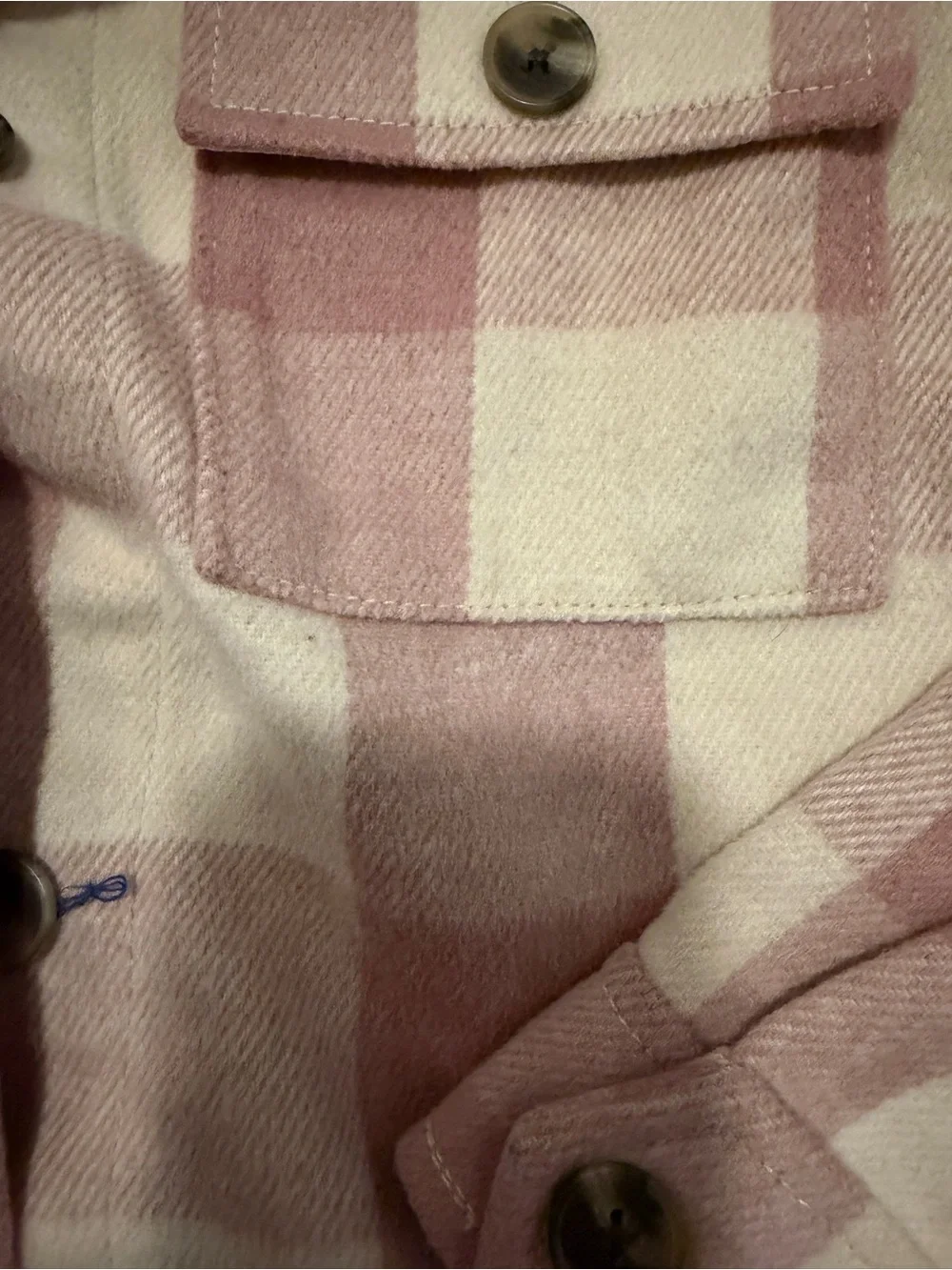 Old Navy Kids Pink and Cream Plaid Button-Up Shirt Jacket- Like New